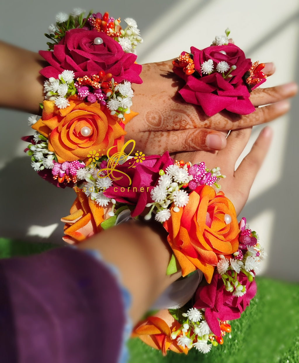 Orange + Pink Gajrset - Velvet Rose Gajraset
