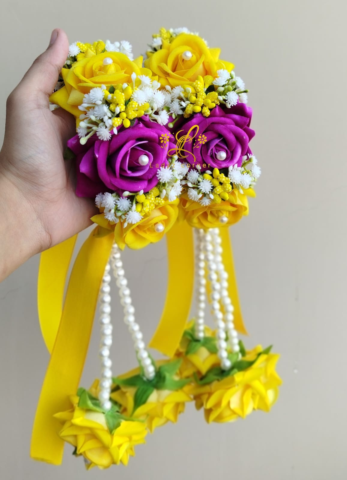 Miyo Gajraset - Yellow + Magenta Purple Gajraset