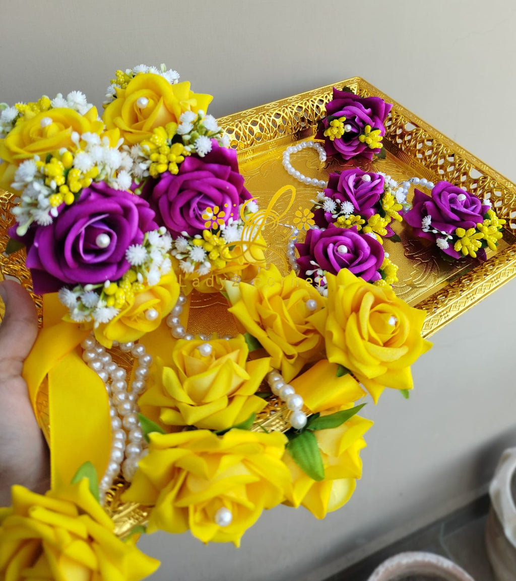 Miyo Gajraset - Yellow + Magenta Purple Gajraset