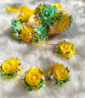 Yellow+SeaGreen Gajraset - Velvet Rose Gajraset