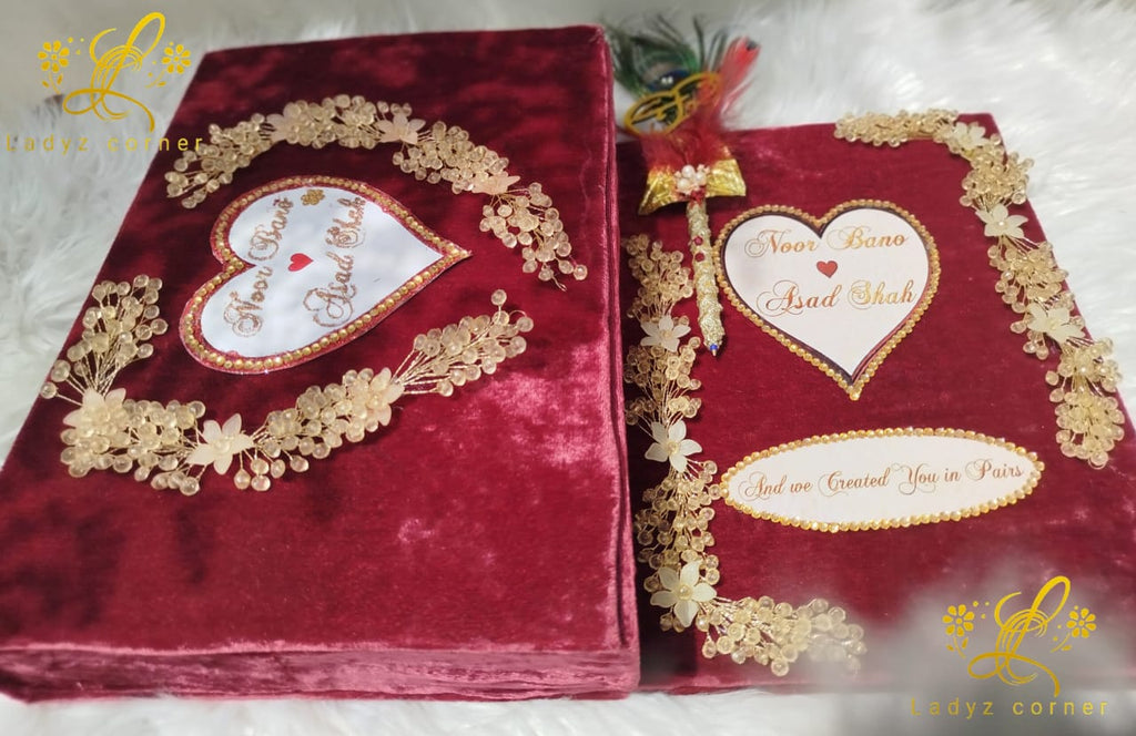 Luxury Nikkah Bokklet With Box - Free Nikkah Pen