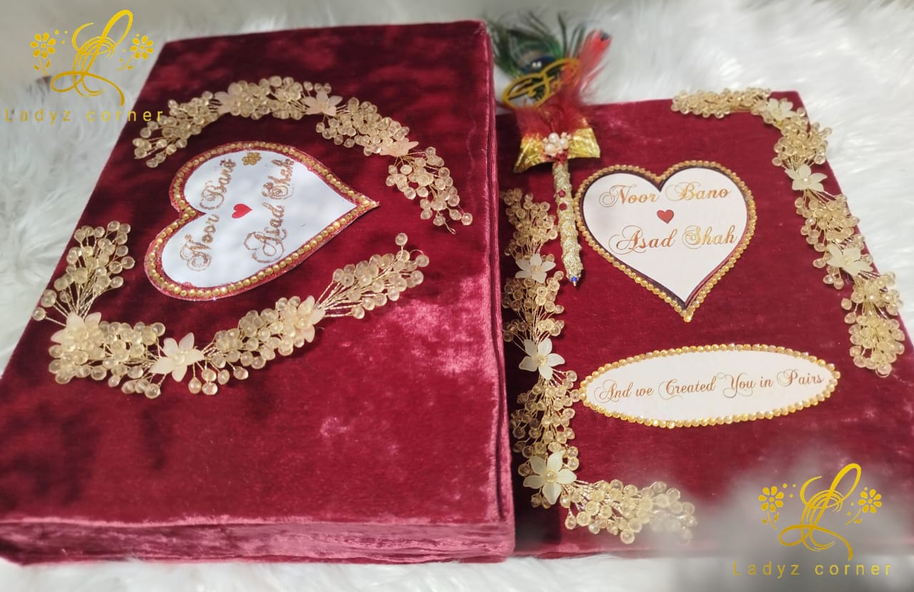 Luxury Nikkah Bokklet With Box - Free Nikkah Pen