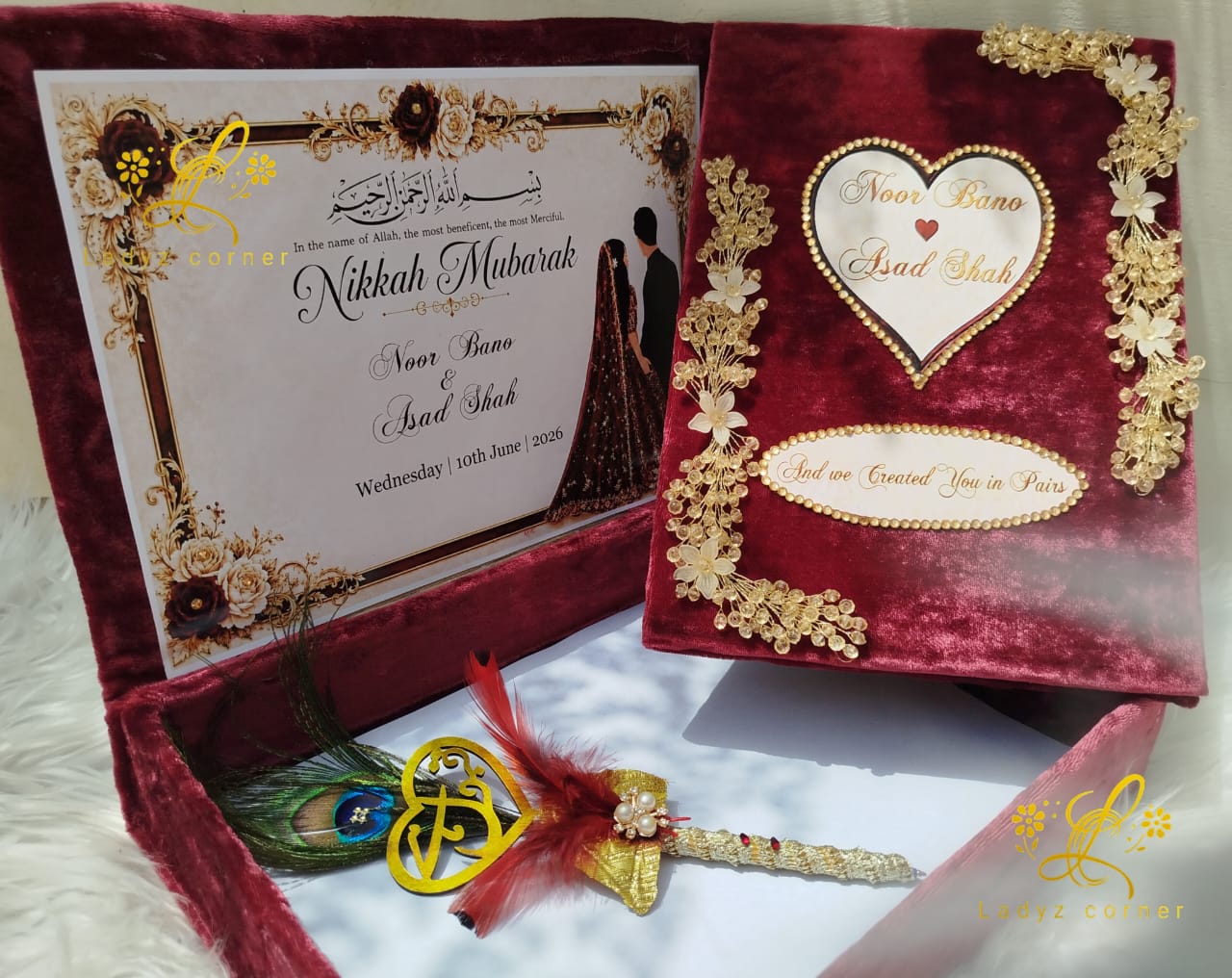 Luxury Nikkah Bokklet With Box - Free Nikkah Pen