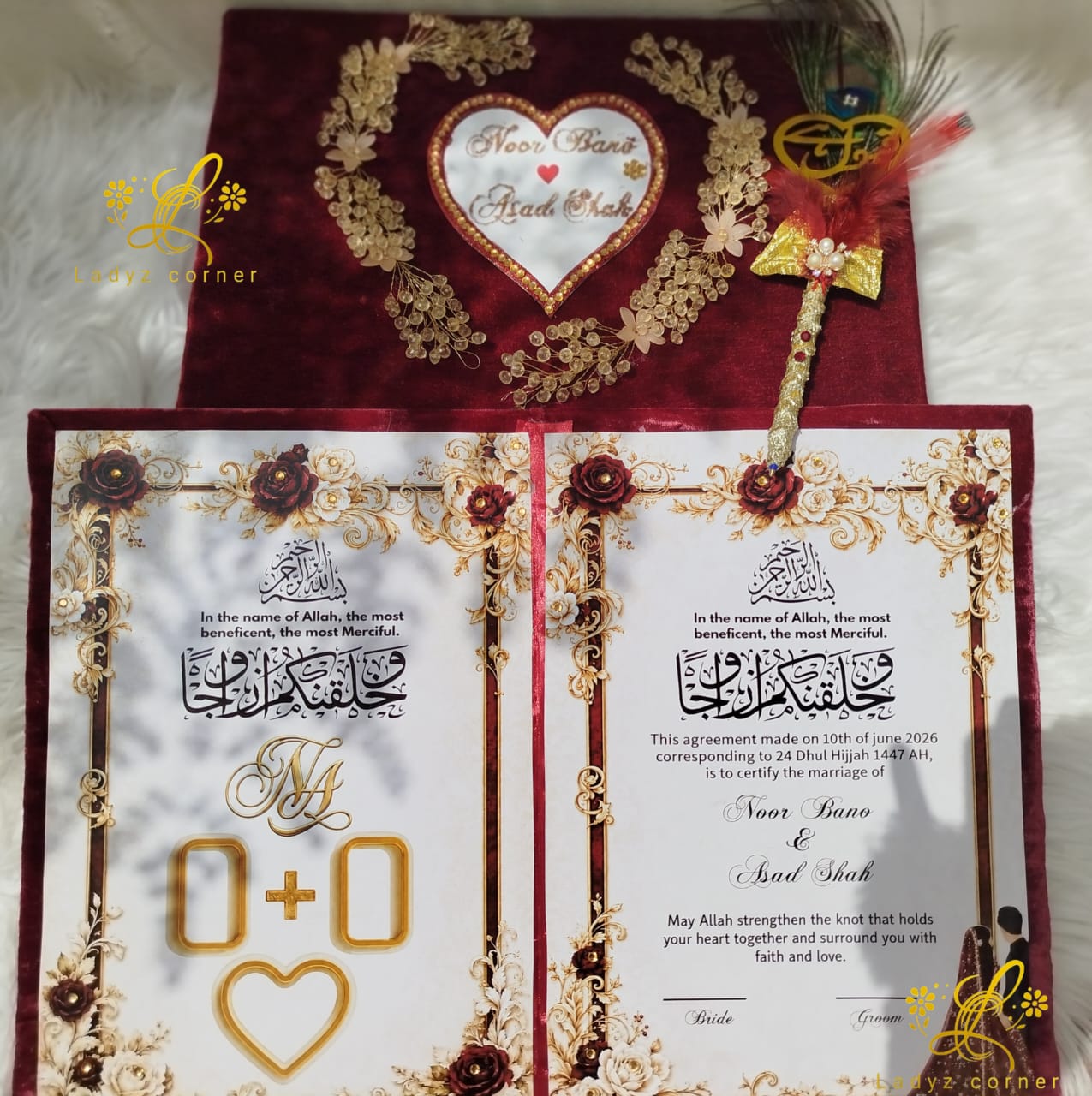 Luxury Nikkah Bokklet With Box - Free Nikkah Pen