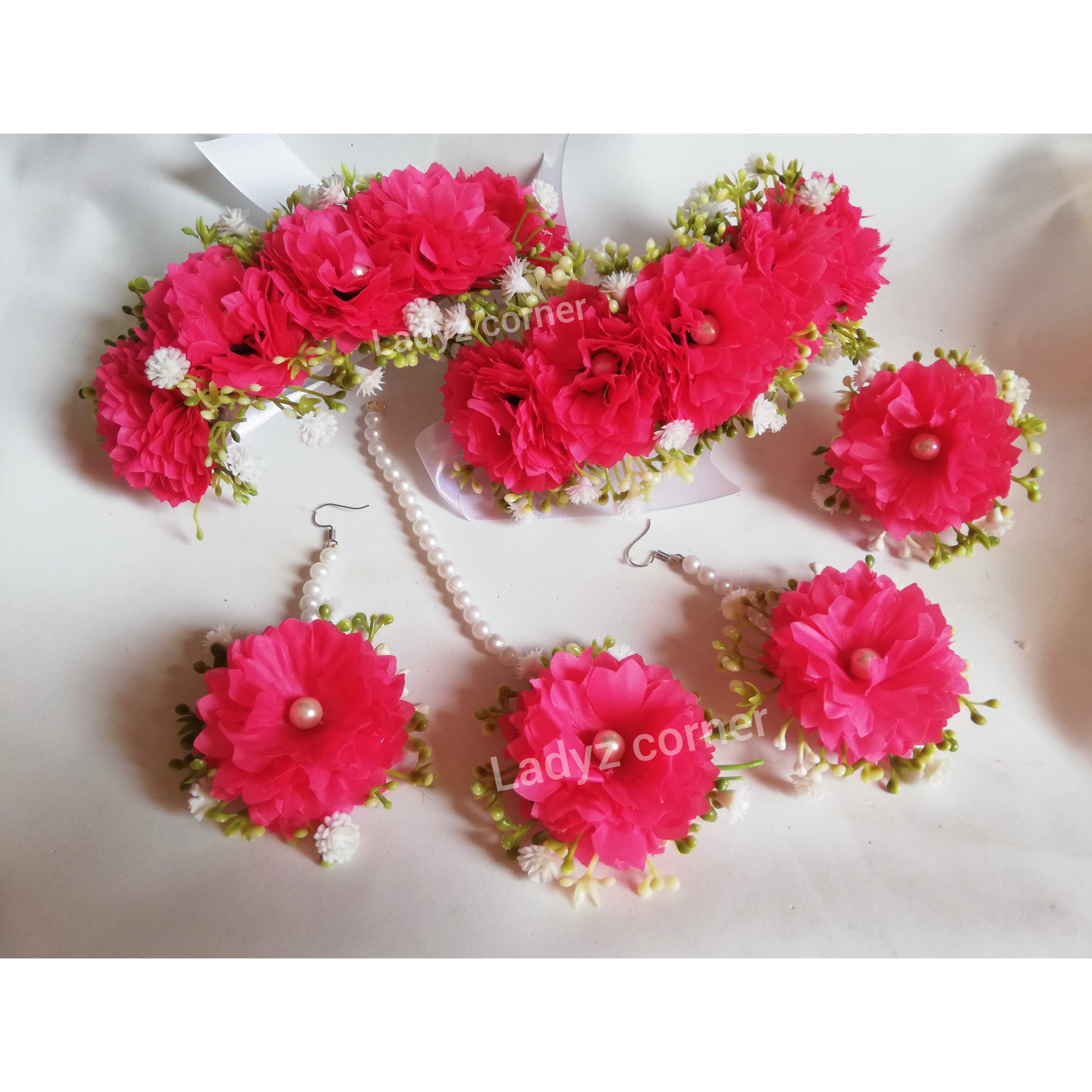 Pink Gajraset - Fabric Gajraset