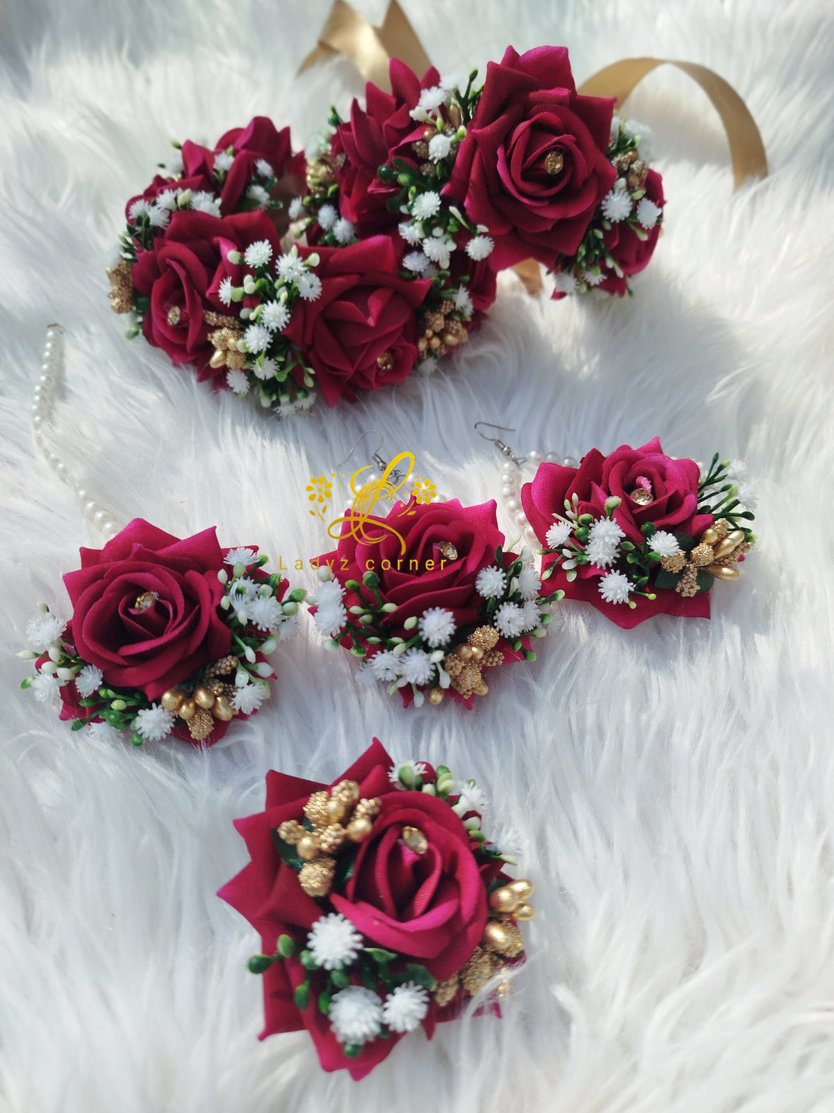 Dark Pink Gajraset - Velvet Rose Gajraset