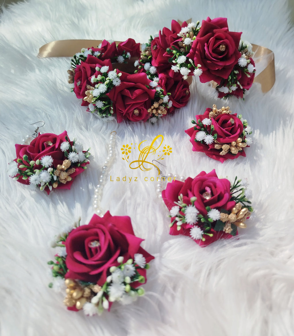 Dark Pink Gajraset - Velvet Rose Gajraset