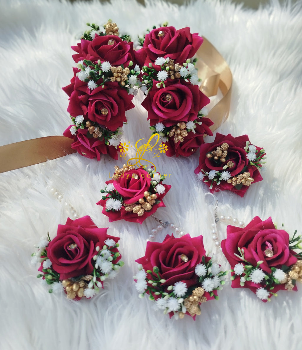 Dark Pink Gajraset - Velvet Rose Gajraset