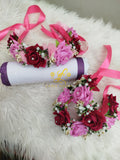 Pair Of Gajra+Crown - Velvet Rose Gajra - Crown - Bridal Shower Gajray+Crown