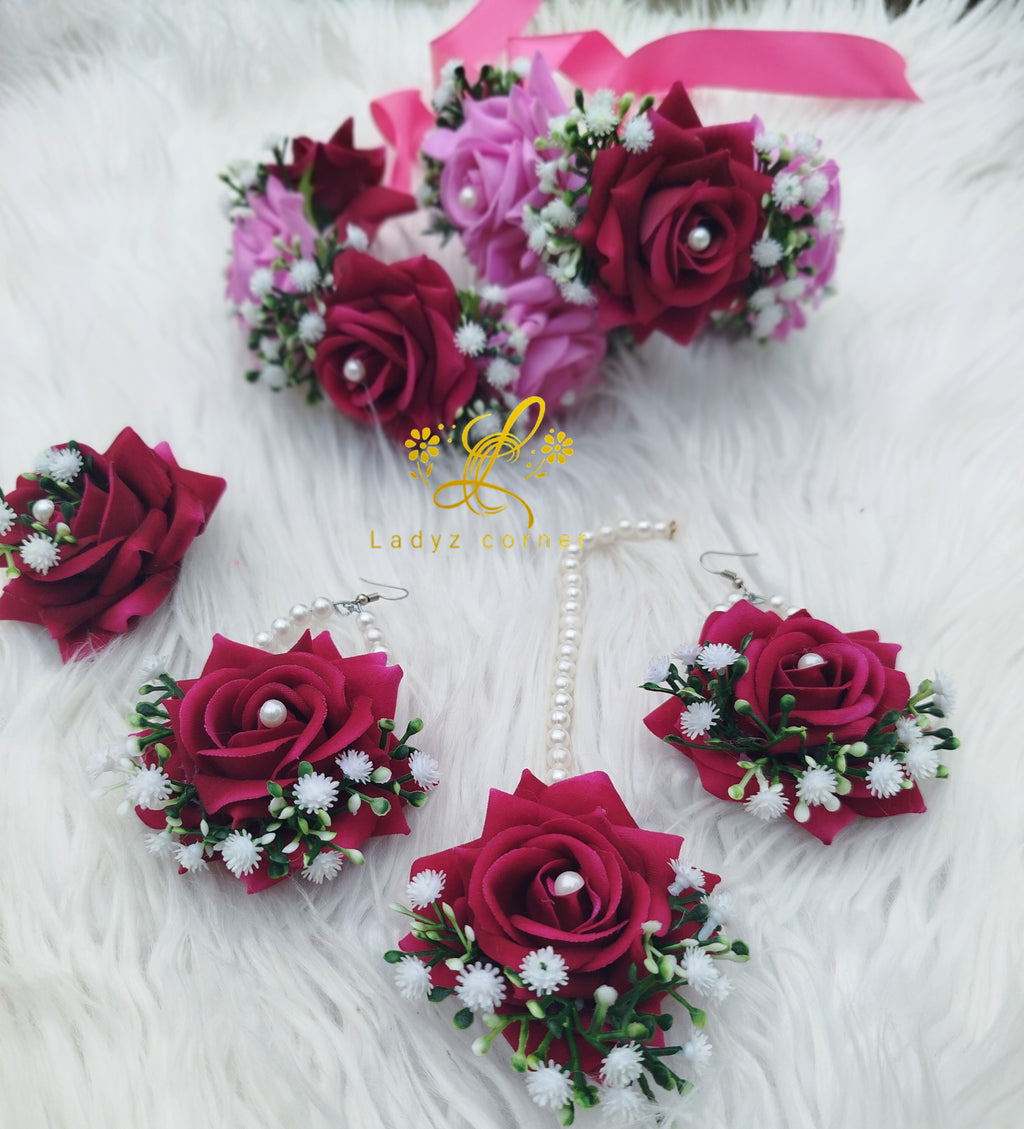Dark+Light Pink Gajraset - Miyo/Mehndi Set